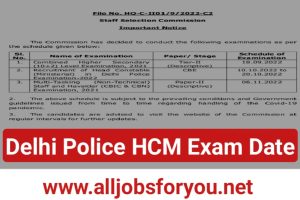 Delhi Police Head Constable Exam Date 2022
