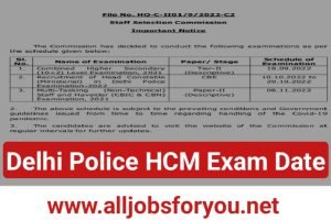 Delhi Police Head Constable Exam Date 2022