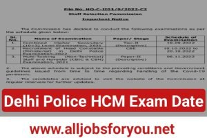 Delhi Police Head Constable Exam Date 2022