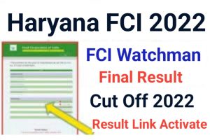 FCI Haryana Watchman Result Download 2022