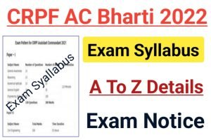 CRPF Assistant Commandant Exam Syllabus 2022