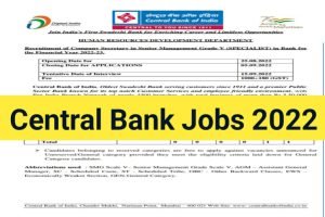 Central Bank Of India Vacancy Today 2022