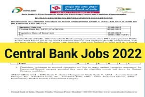 Central Bank Of India Vacancy Today 2022