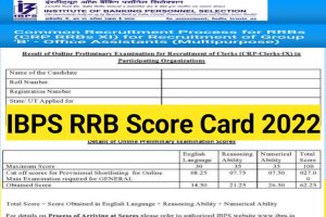 IBPS RRB Clerk Score Card Download Link 2022