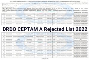 DRDO CEPTAM 10 Tech A Rejected Applications List 2022 