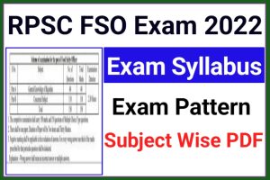 RPSC FSO Exam Syllabus 2022