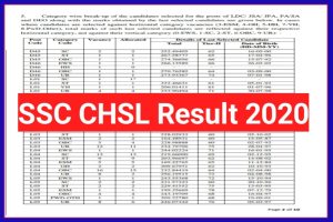 SSC CHSL Result Download 2020