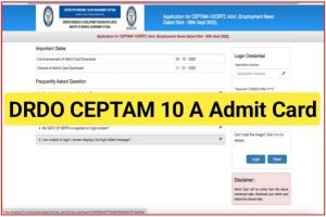 DRDO CEPTAM 10 Admit Card 2022