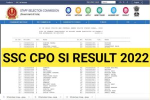 SSC CPO SI Result Download 2022