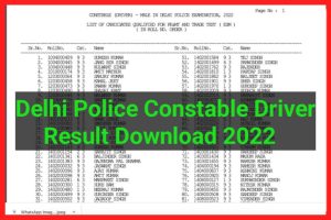 Delhi Police Constable Driver Result Out 2022