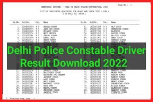 Delhi Police Constable Driver Result Out 2022