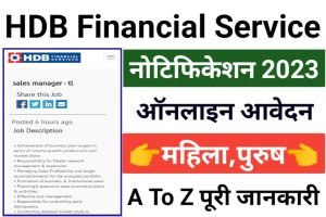 HDB Financial Services Sales Manager Recruitment 2023