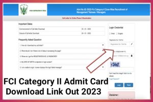 FCI Category II Admit Card Download 2023