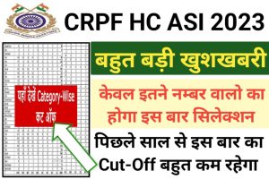 CRPF Head Constable ASI Previous Year Cut Off 2023