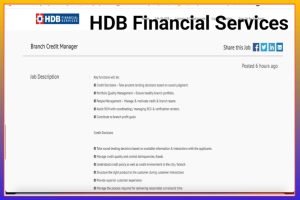 HDB Financial Branch Credit Manager Recruitment 2023