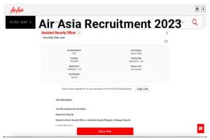 Air Asia Assistant Security Officer Recruitment 2023