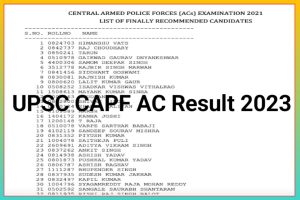 UPSC CAPF AC Final Result 2023