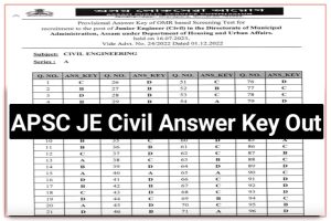 APSC JE Answer Key 2023