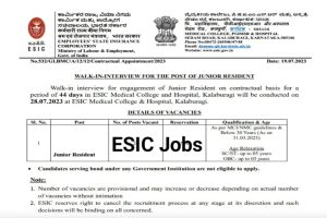 ESIC Junior Resident Application Form 2023