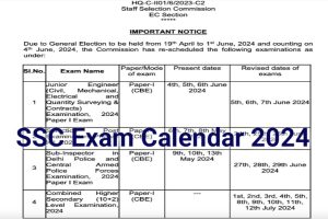 SSC Exam Calendar Notification 2024